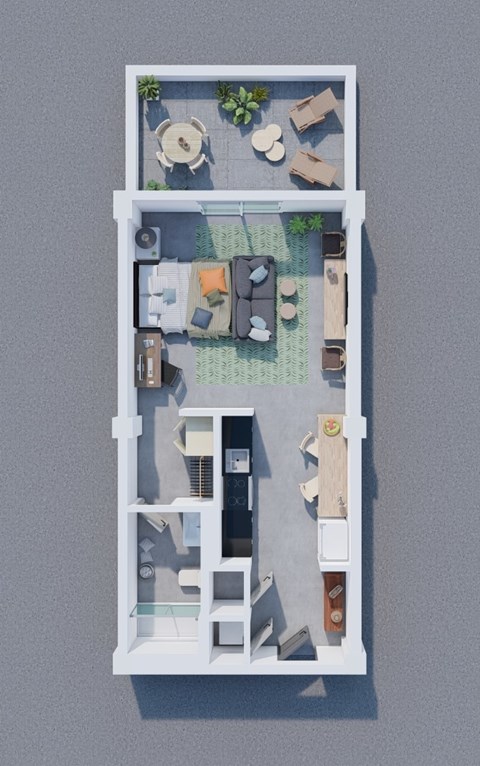 Floor plan for studio, 1 bath, 512 sqft